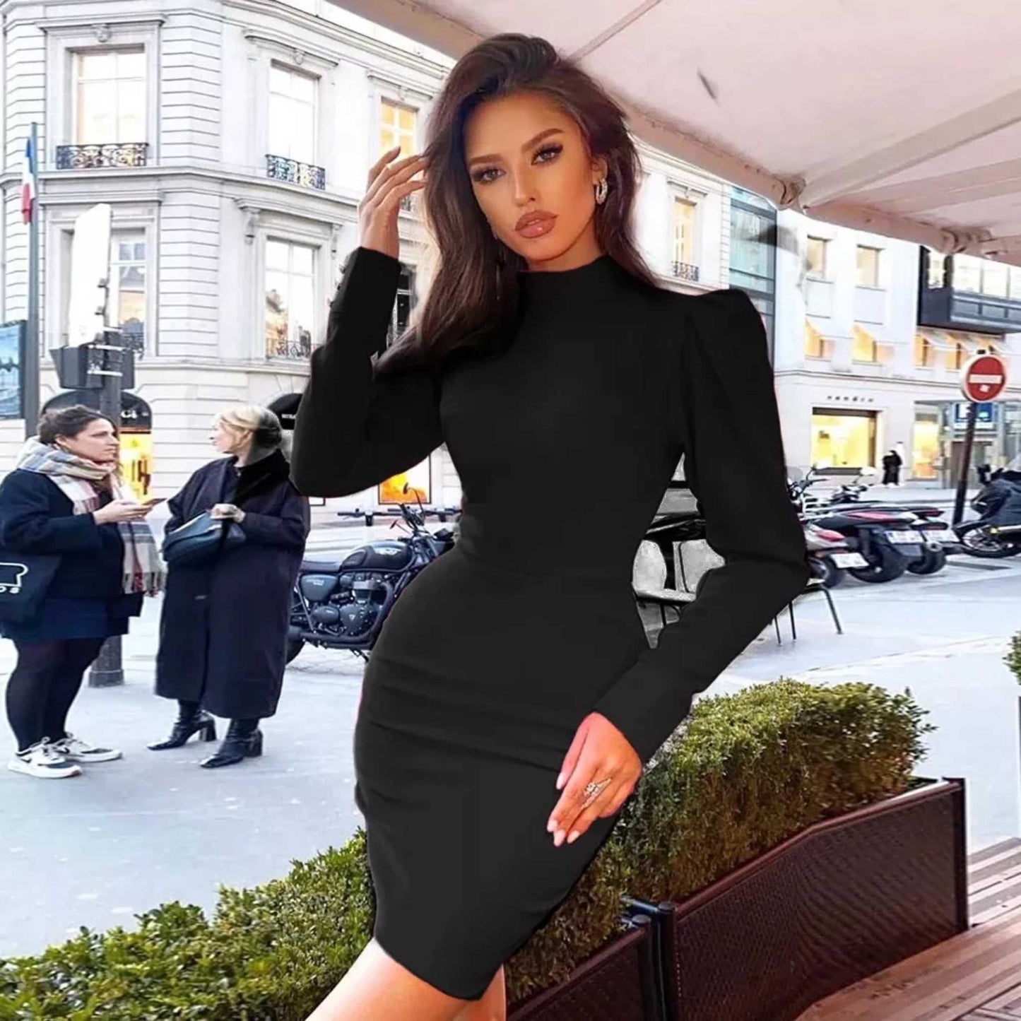 Puffy Sleeve Sweater Dress OCS Trade Co., Ltd.