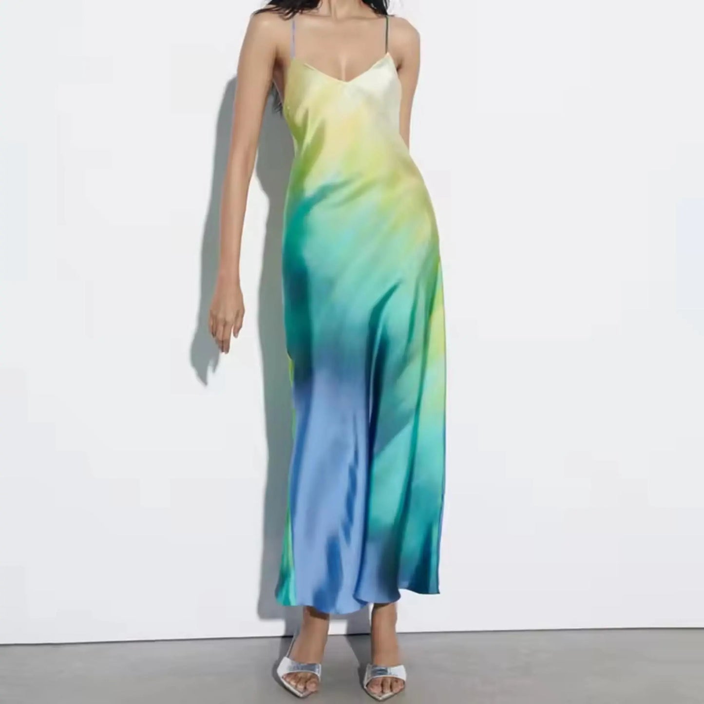 Satin Multicolor Slip Dress OCS Trade Co., Ltd. Dresses Uniquely Branded