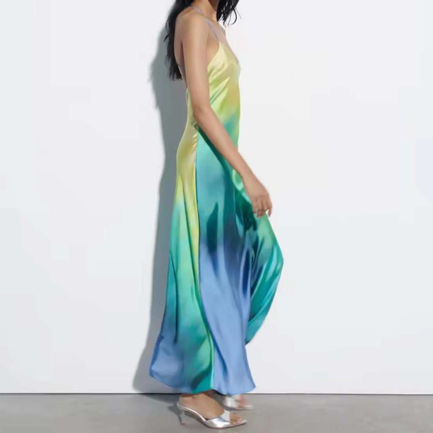 Satin Multicolor Slip Dress OCS Trade Co., Ltd. Dresses Uniquely Branded