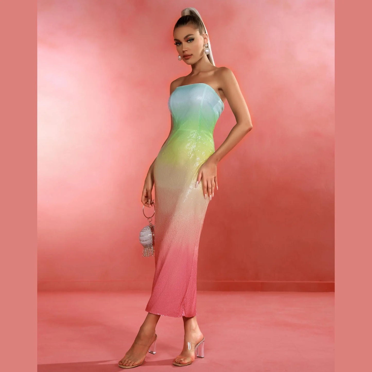 Sequin Multicolor Dress OCS Trade Co., Ltd. Dresses Uniquely Branded