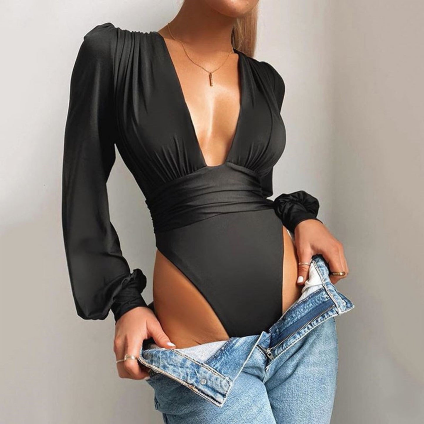 Deep V Neck Bodysuit Zhilin Import & Export Co., Ltd.