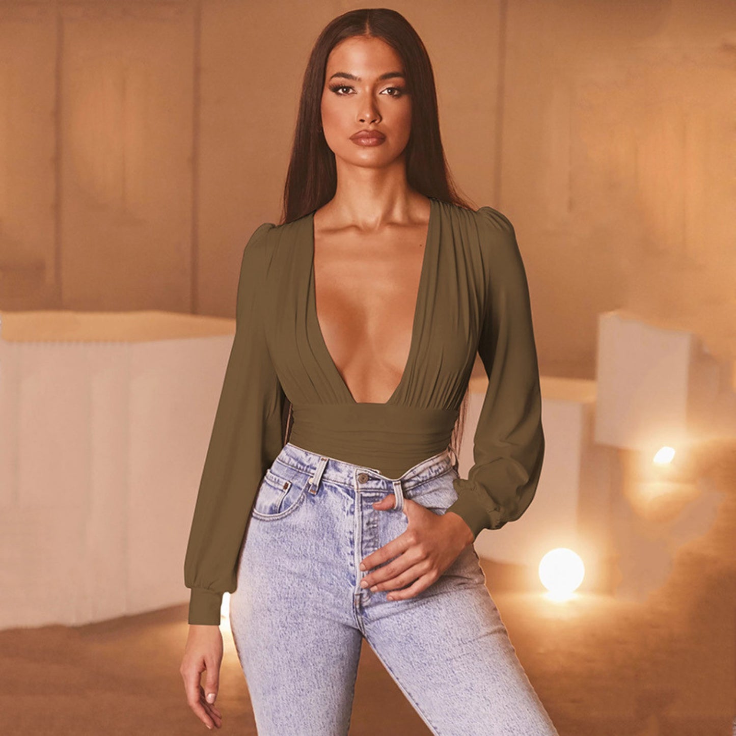 Deep V Neck Bodysuit Zhilin Import & Export Co., Ltd.
