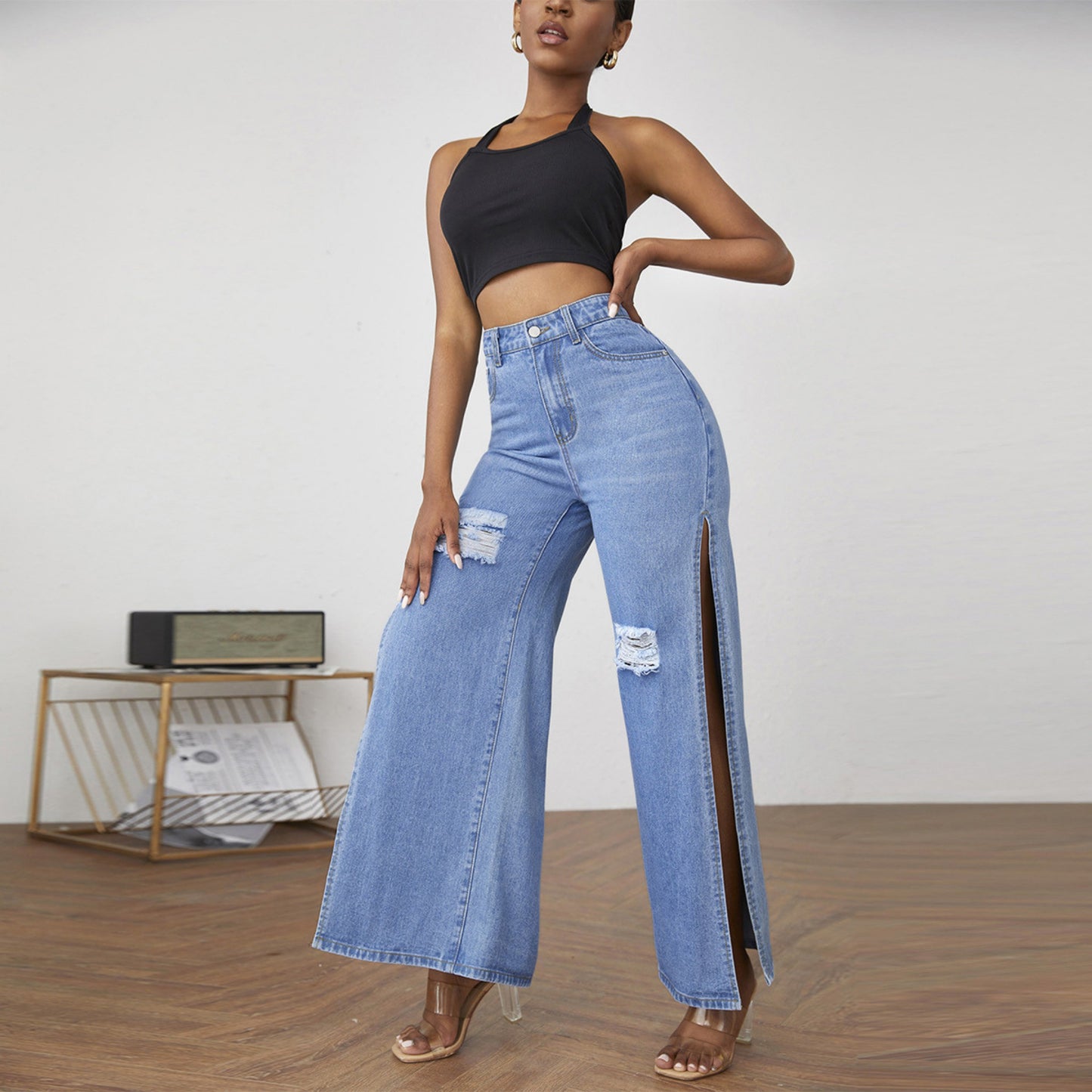 High Slit Jeans Zhilin Import & Export Co., Ltd.