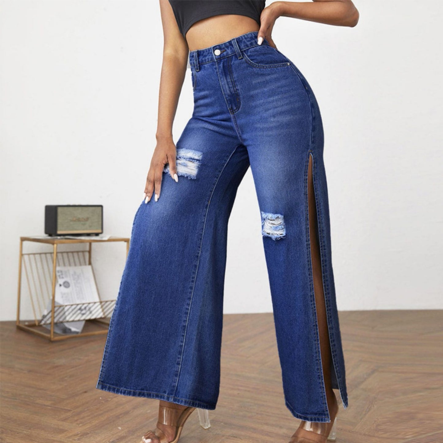 High Slit Jeans Zhilin Import & Export Co., Ltd.