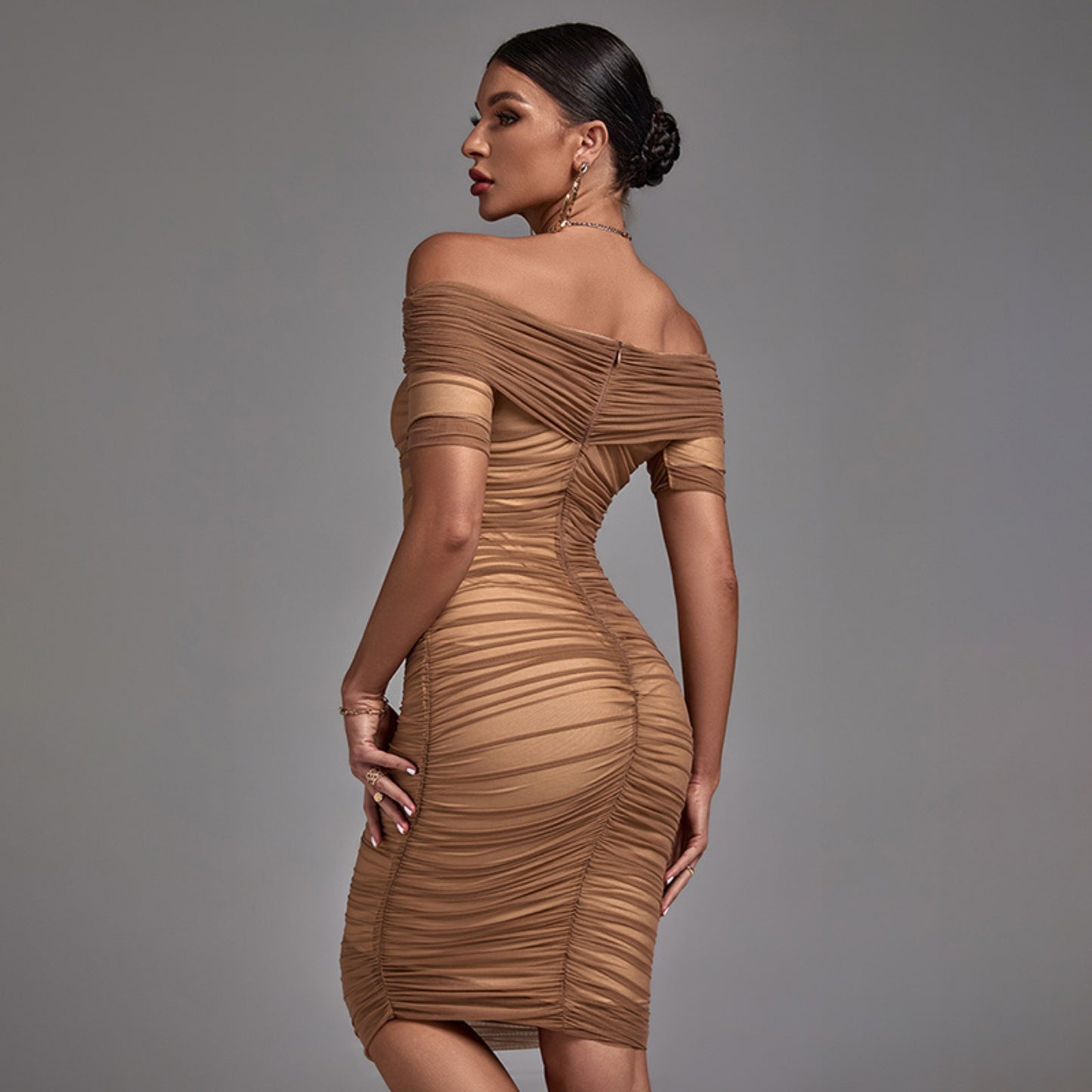 Mesh Ruched Tube Top Dress OCS Trade Co., Ltd.