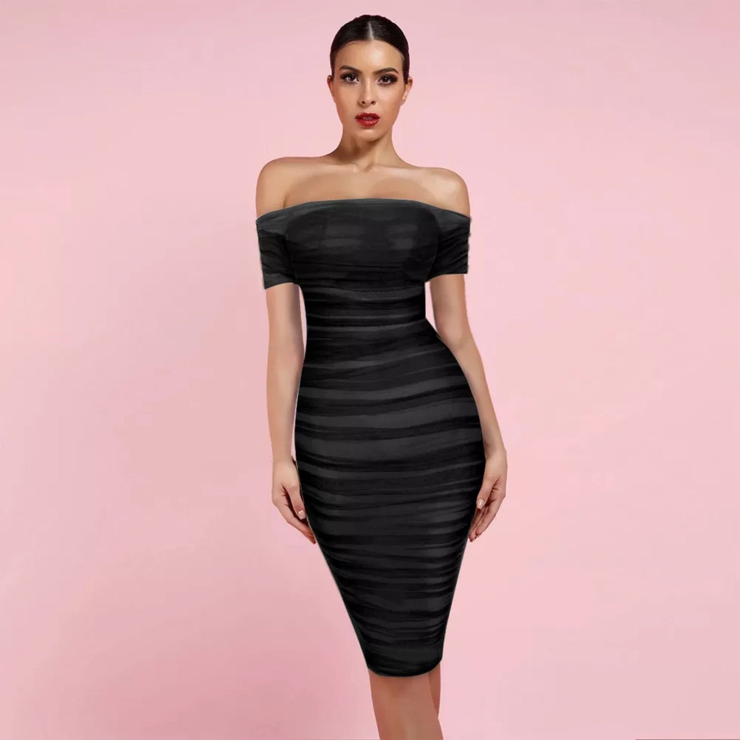Mesh Ruched Tube Top Dress OCS Trade Co., Ltd.