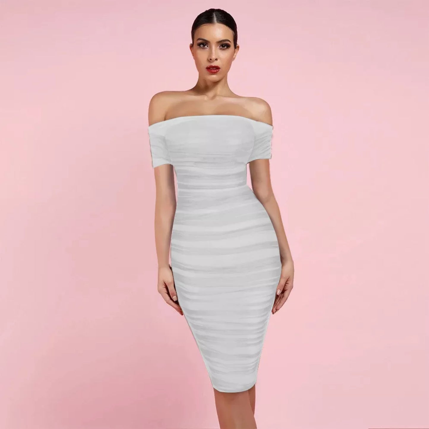 Mesh Ruched Tube Top Dress OCS Trade Co., Ltd.