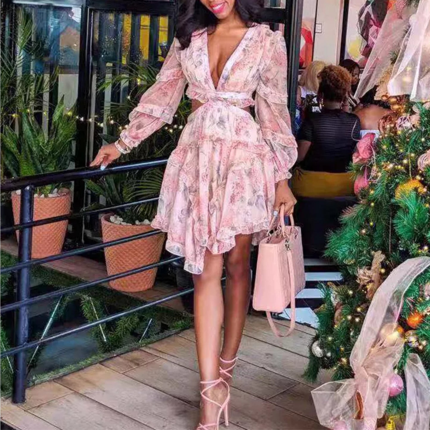 Mesh Ruffle Floral Dress OCS Trade Co., Ltd.