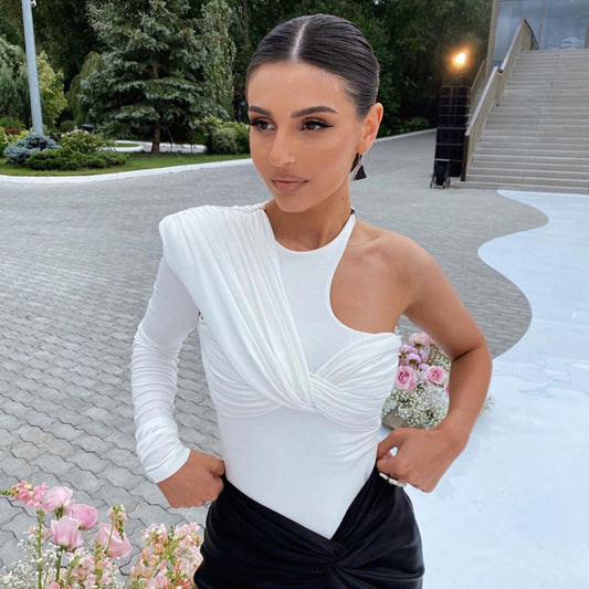 One Sleeve Ruched Bodysuit OCS Trade Co., Ltd.