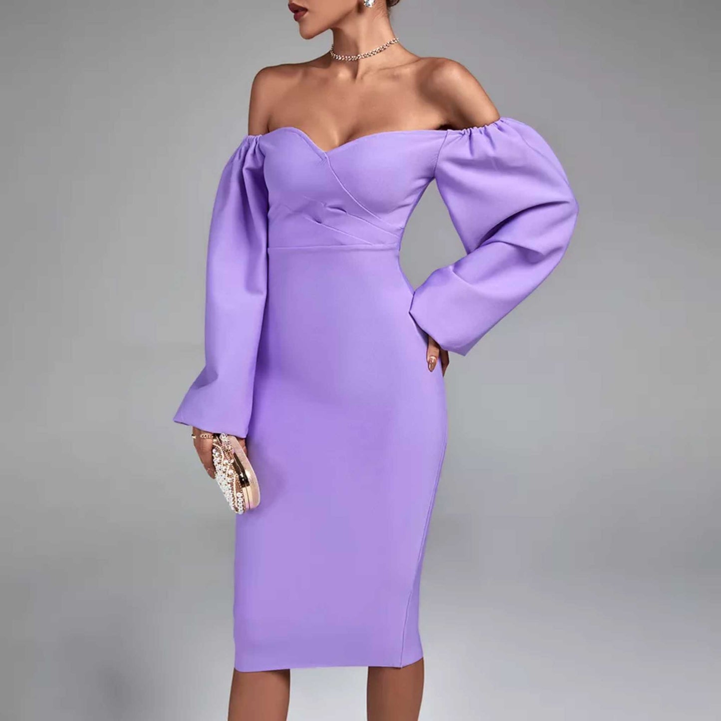Puff Sleeve Midi Dress OCS Trade Co., Ltd.