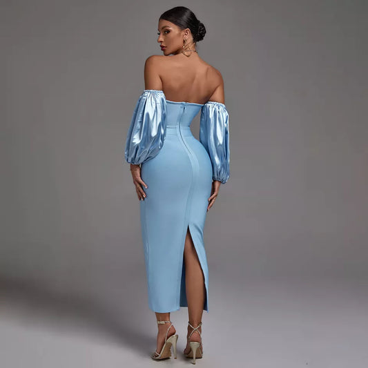 Satin Puff Sleeve Maxi Dress Zhuofei Clothes Co., Ltd.