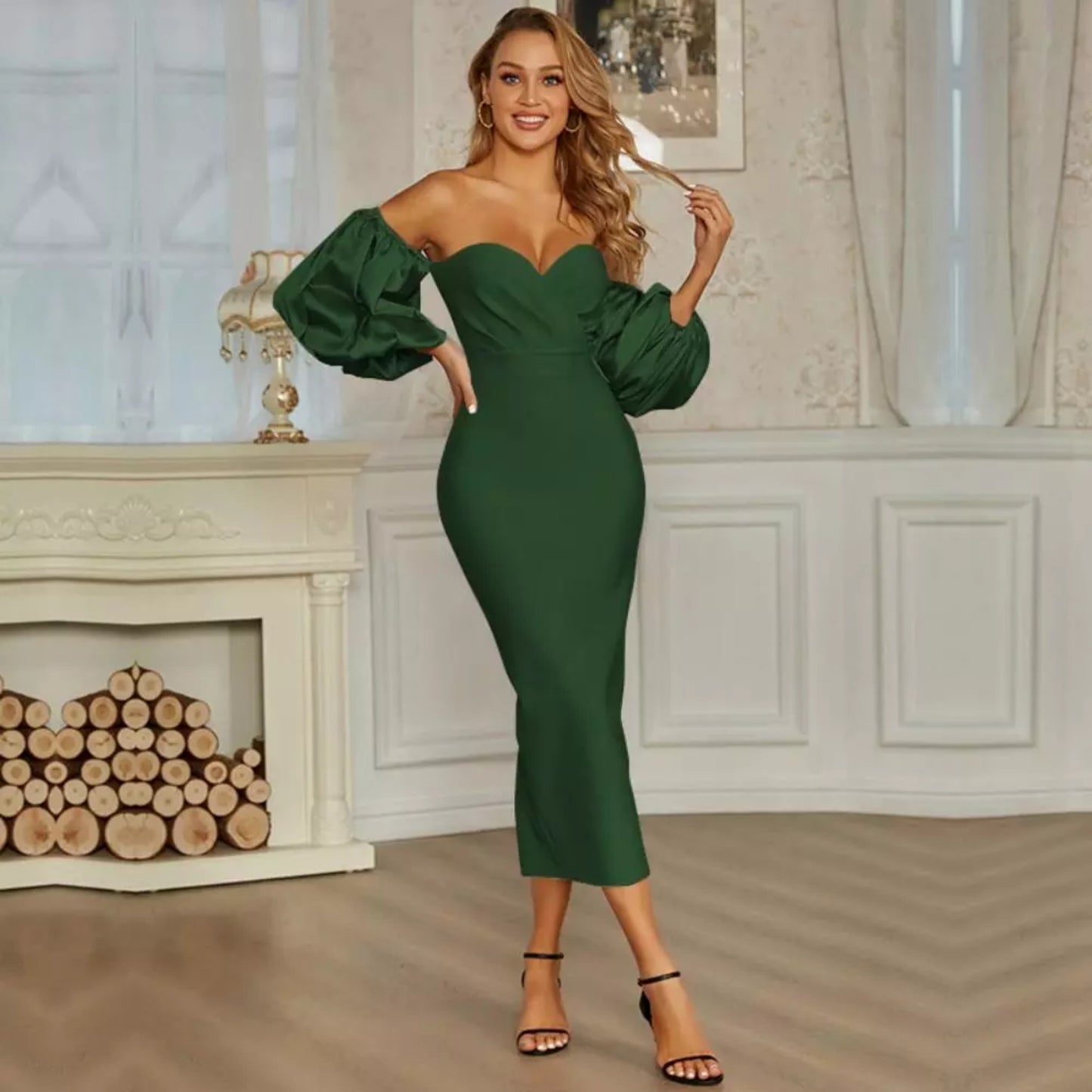 Satin Puff Sleeve Maxi Dress Zhuofei Clothes Co., Ltd.