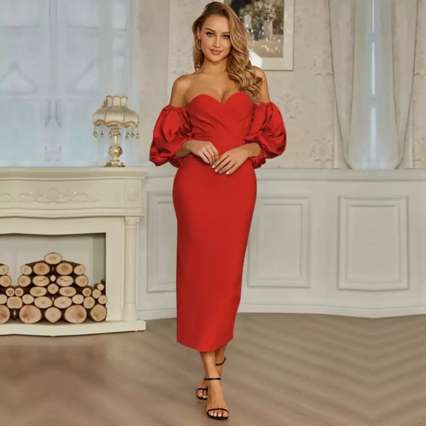 Satin Puff Sleeve Maxi Dress Zhuofei Clothes Co., Ltd.