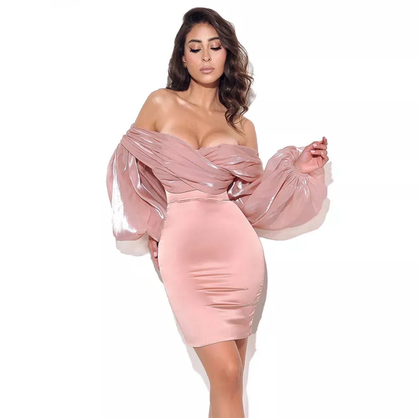 Satin Sheer Sleeve Dress Zhuofei Clothes Co., Ltd.