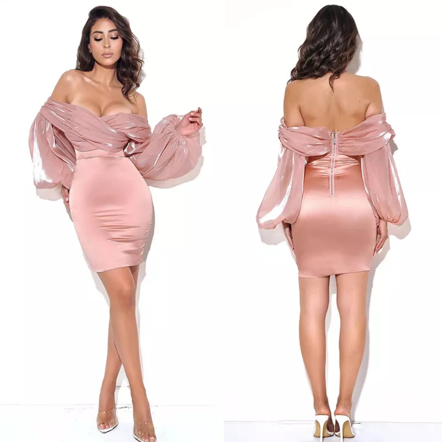 Satin Sheer Sleeve Dress Zhuofei Clothes Co., Ltd.