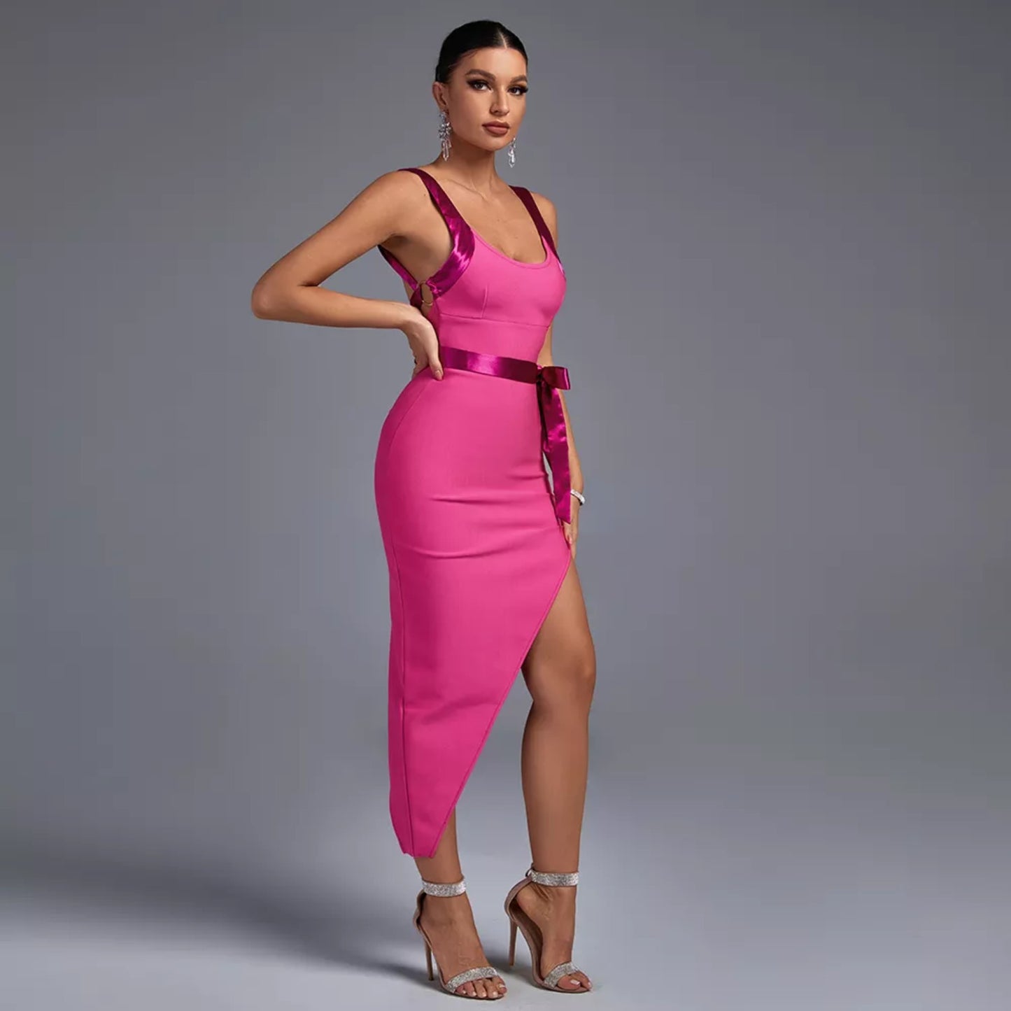 Satin Trim Bodycon Dress OCS Trade Co., Ltd.