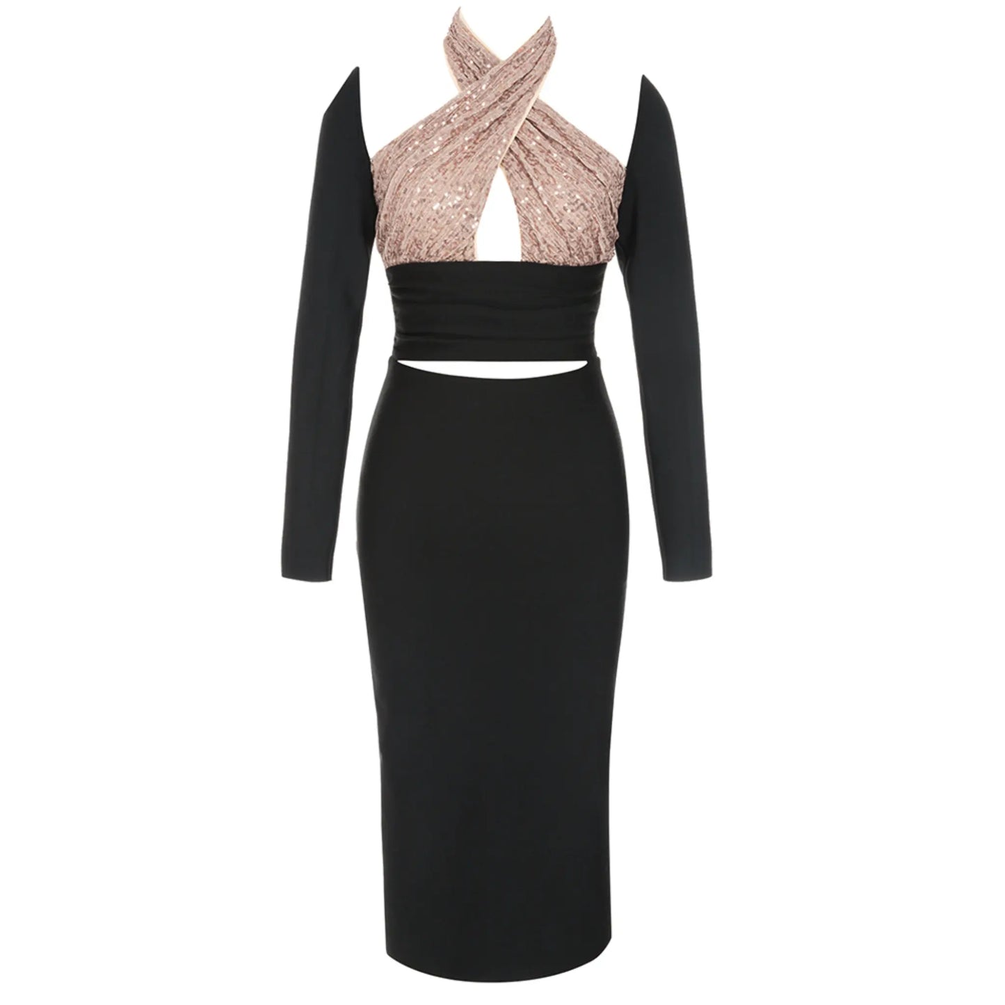 Sequin Crisscross Midi Dress OCS Trade Co., Ltd.