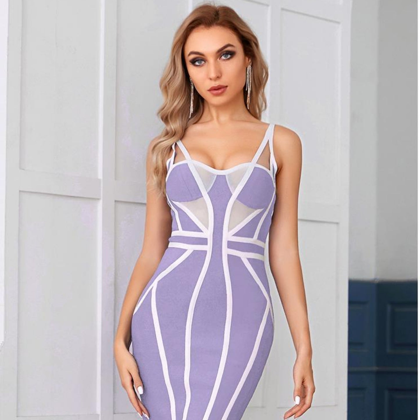 Sheer White Lines Dress OCS Trade Co., Ltd.