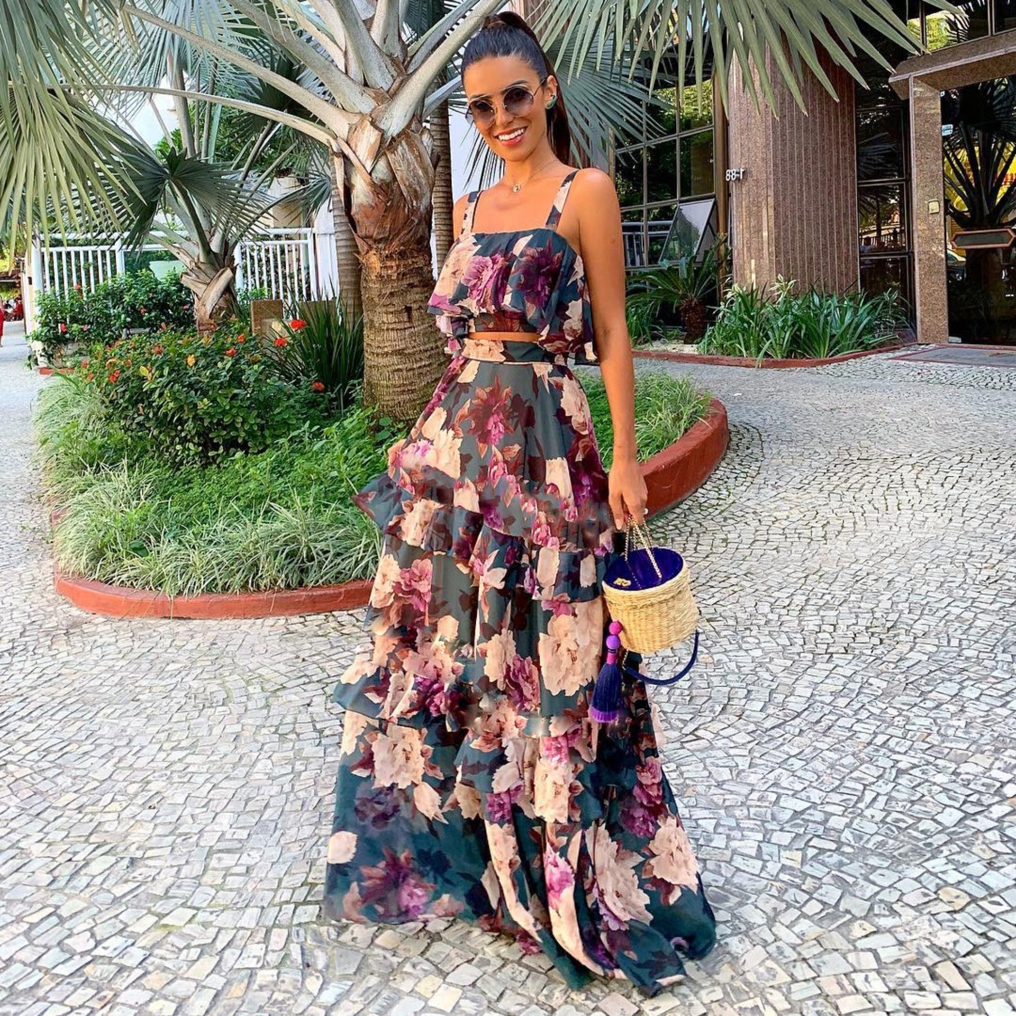 Two piece floral clearance dress