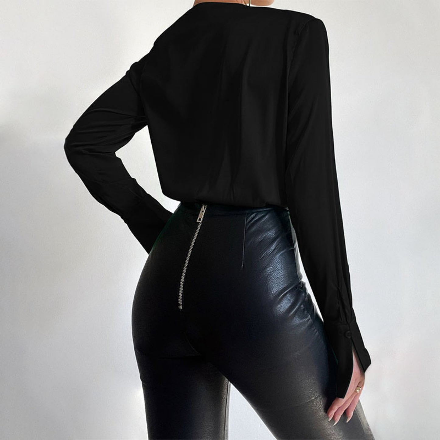V-Neck Pleated Bodysuit OCS Trade Co., Ltd.