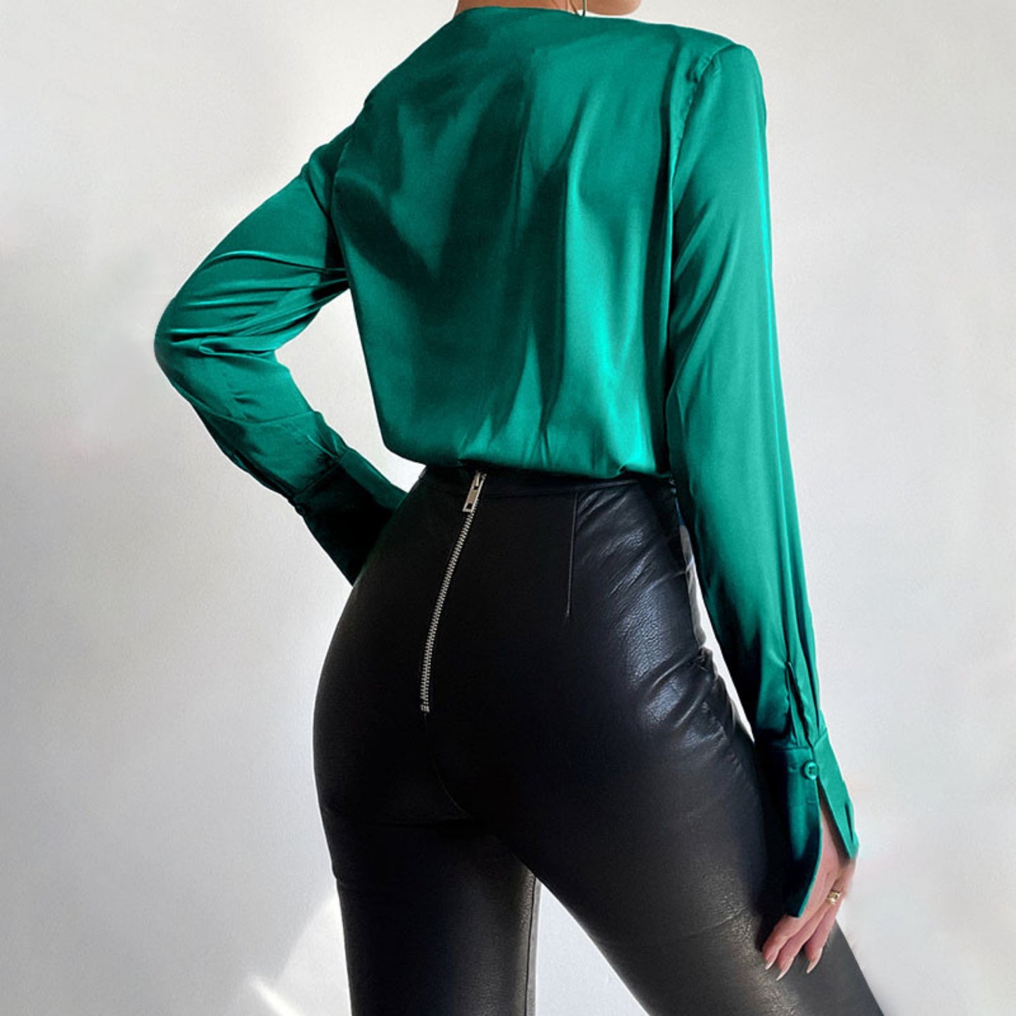 V-Neck Pleated Bodysuit OCS Trade Co., Ltd.