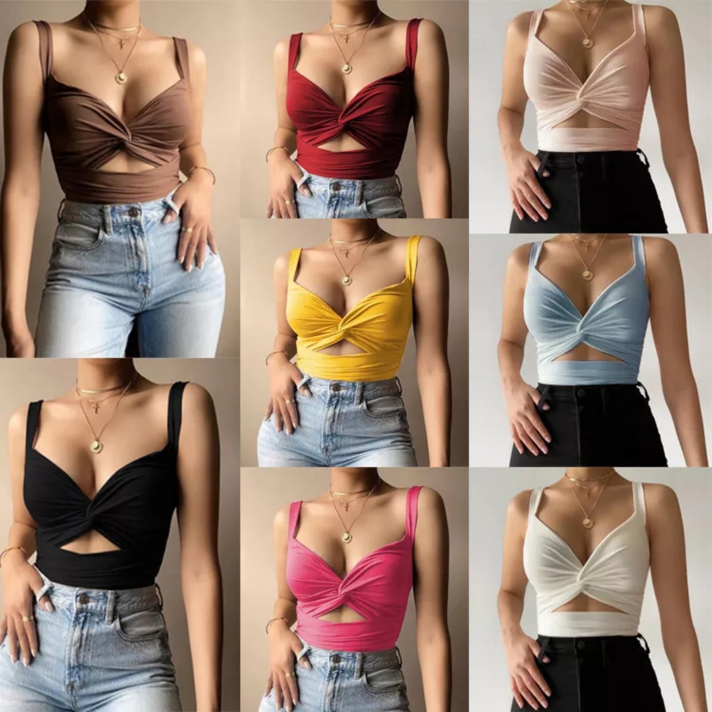 V-Neck Ruched Knot Top OCS Trade Co., Ltd.