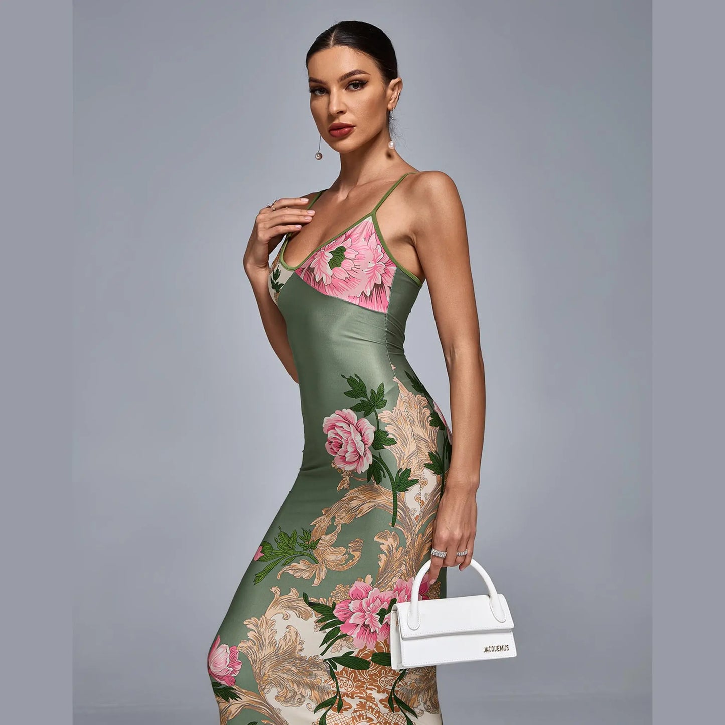 Flowery Satin Dress OCS Trade Co., Ltd. Dresses  Uniquely Branded